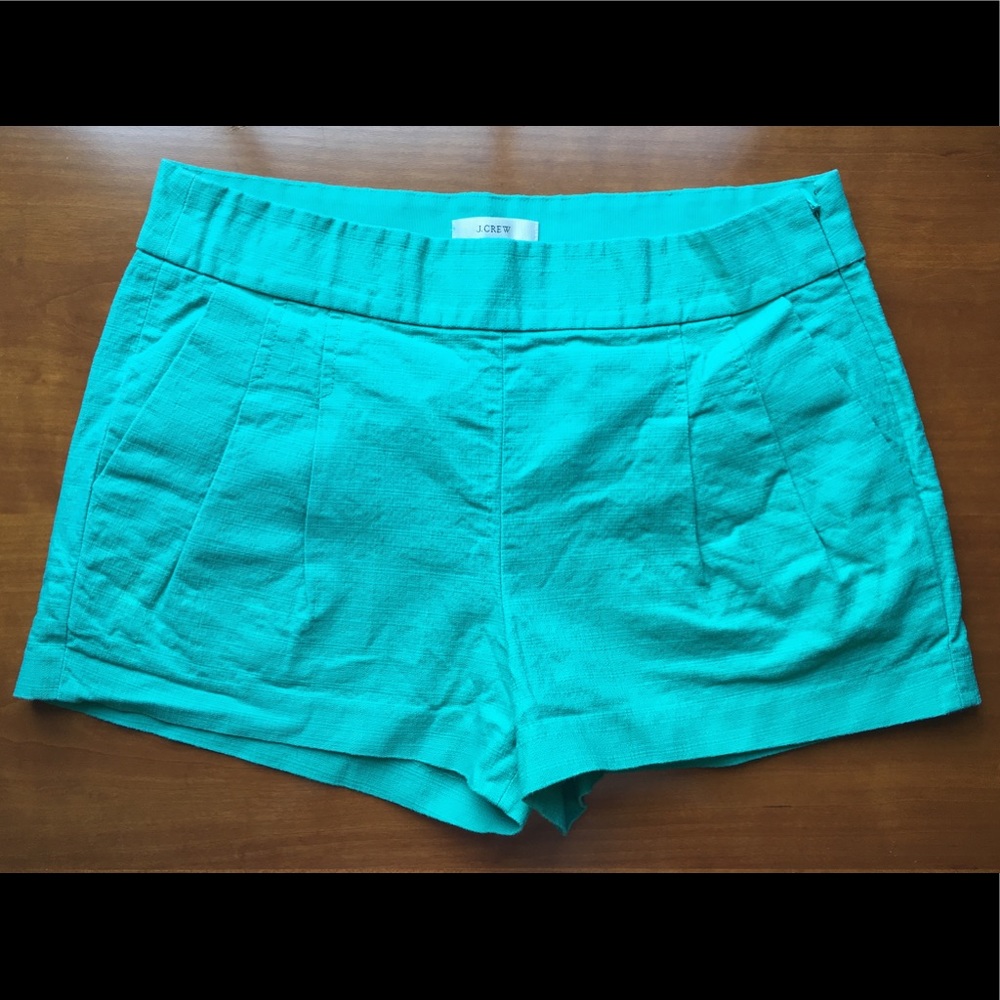 J. Crew Teal Green Pleated Shorts Sz 4